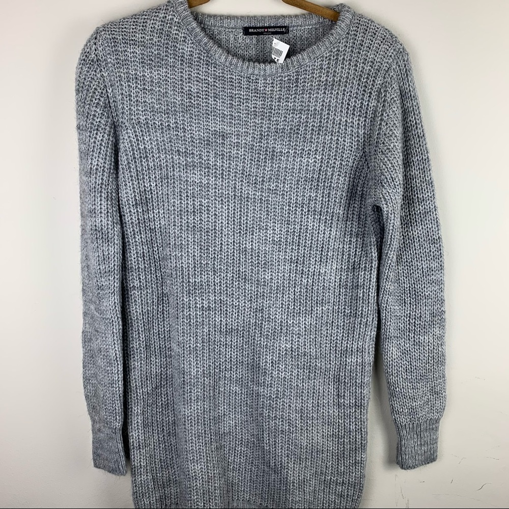 Brandy Melville Gray Crew Neck Knit Sweater Dress
